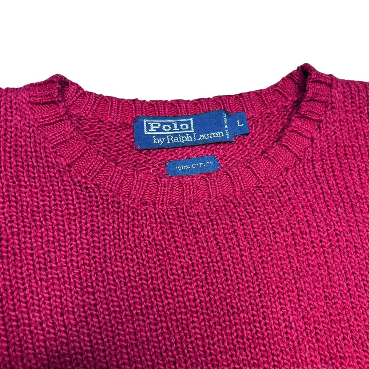Polo Ralph Lauren Vintage Polo Ralph Lauren Red Cotton Knit Pullover Sweater Size US L / EU 52-54 / 3 - 2 Thumbnail