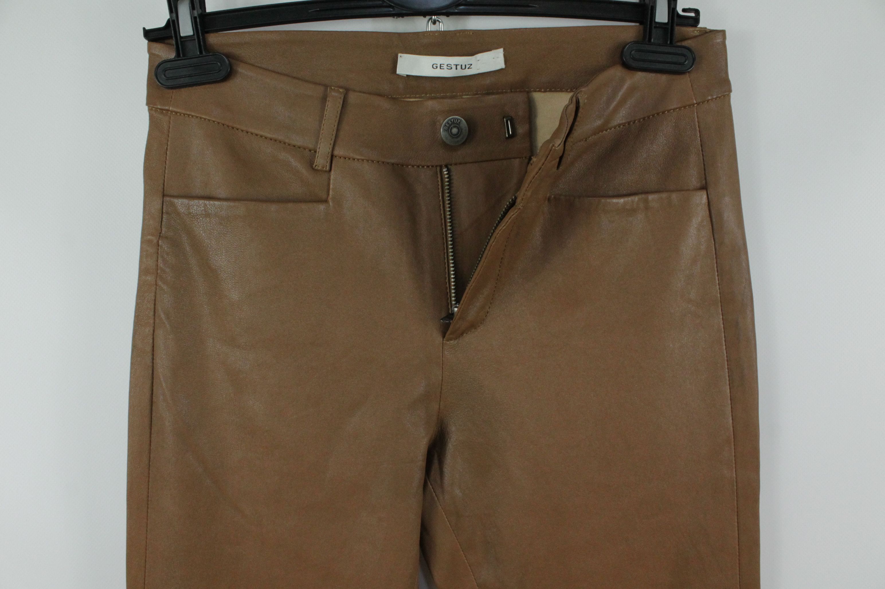Genuine Leather × Gestuz Gestuz Desmond Brown Lamb Leather Flare Pants Size 26" / US 2 / IT 38 - 4 Thumbnail