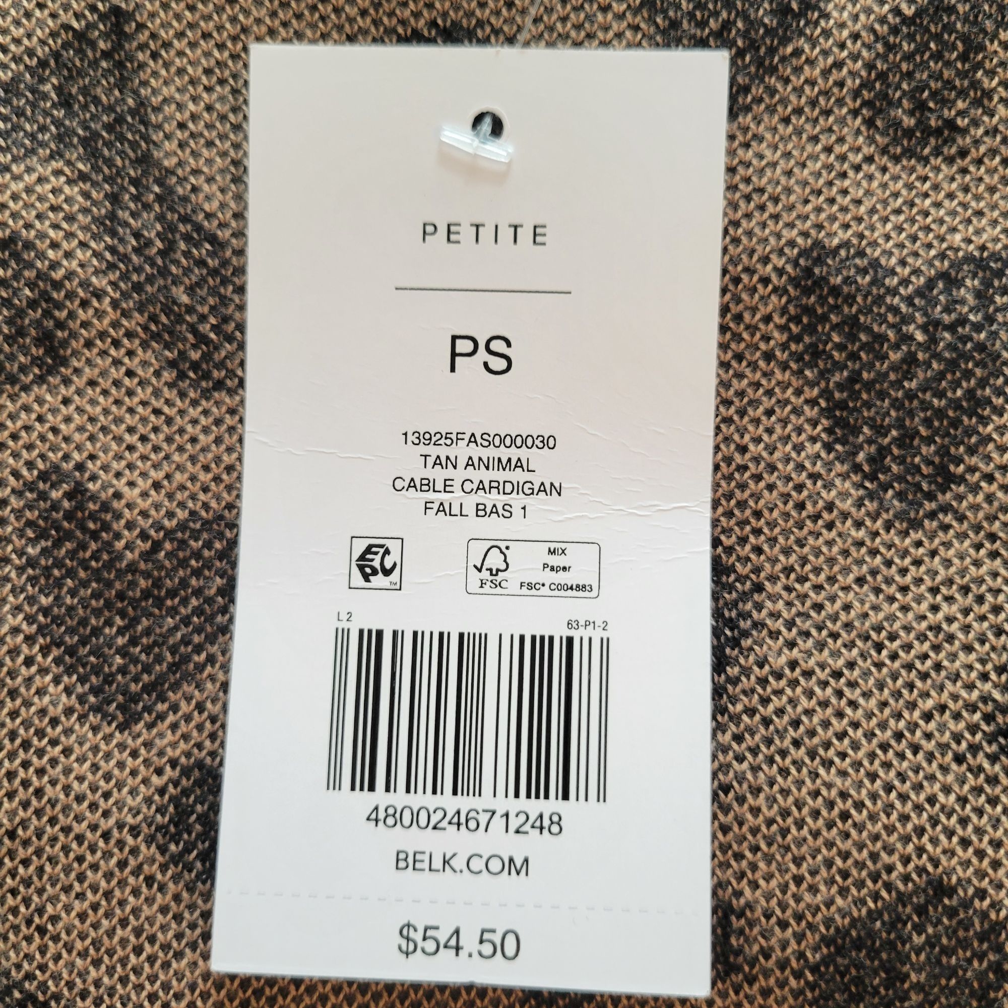 Other Kim Rogers PS Tan Animal Cable Cardigan Cotton Open Front Ja Size S / US 4 / IT 40 - 3 Thumbnail