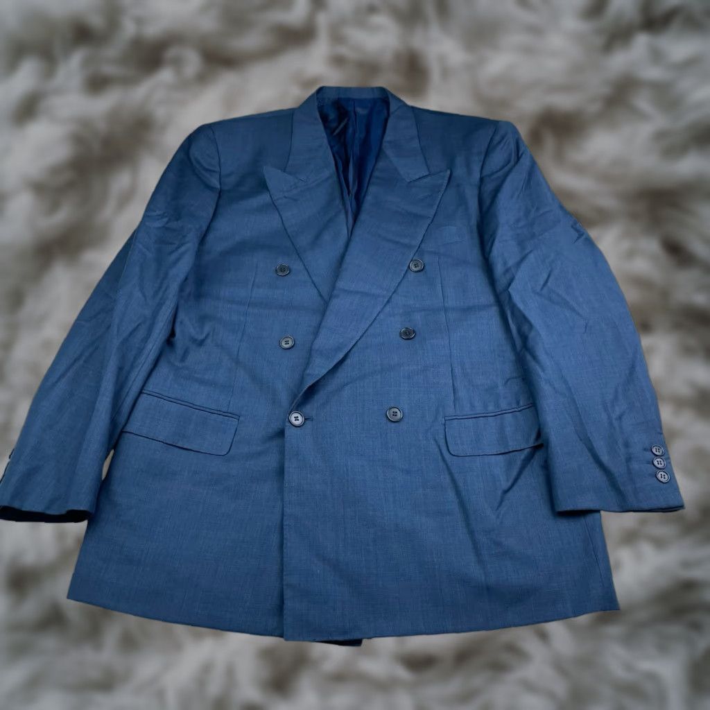 Ermenegildo Zegna Ermenegildo Zegna Blazer Men Navy Blue 42R 100% Wool Double Breasted Six-Button Notch Lapel Jacket/Coat Regular Length Size 42R - 1 Thumbnail