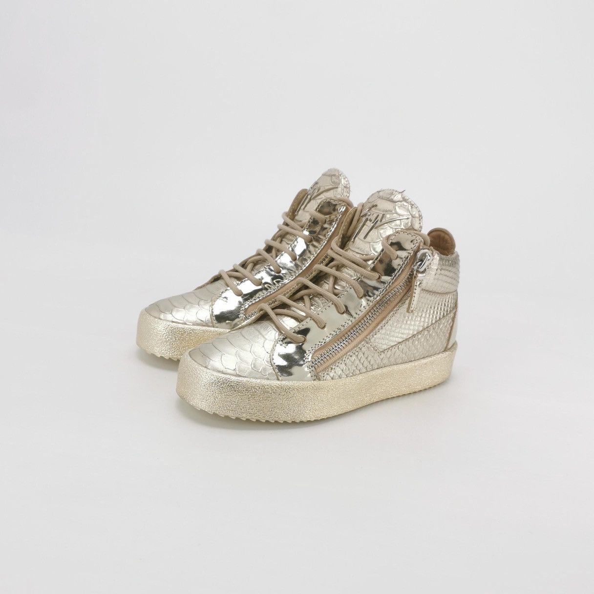 Giuseppe Zanotti Giuseppe Zanotti Gold Croc-Embossed High Top Sneakers Size US 5.5 / IT 35.5 - 1 Thumbnail