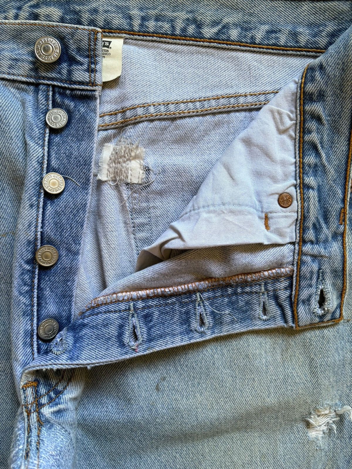 Levi's × Levi's Vintage Clothing Vintage 90s Levis 501xx Blue Mud Wash Distressed Loose Jeans Size US 33 - 3 Thumbnail