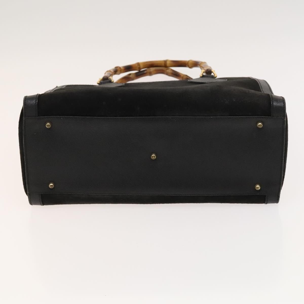 Gucci GUCCI Bamboo Hand Bag Suede Black Gold Size ONE SIZE - 5 Thumbnail