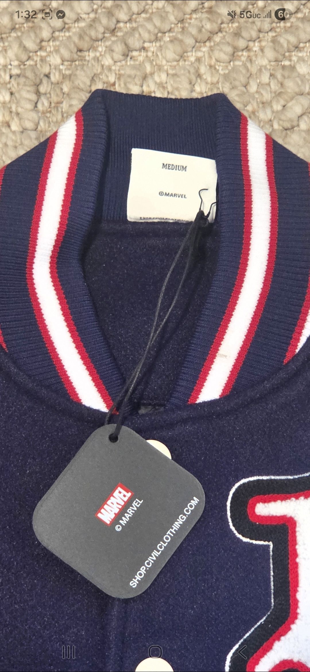 Civil Regime Civil Regime x Marvel Spider-Man Varsity Jacket Navy Blue M Size US M / EU 48-50 / 2 - 3 Thumbnail