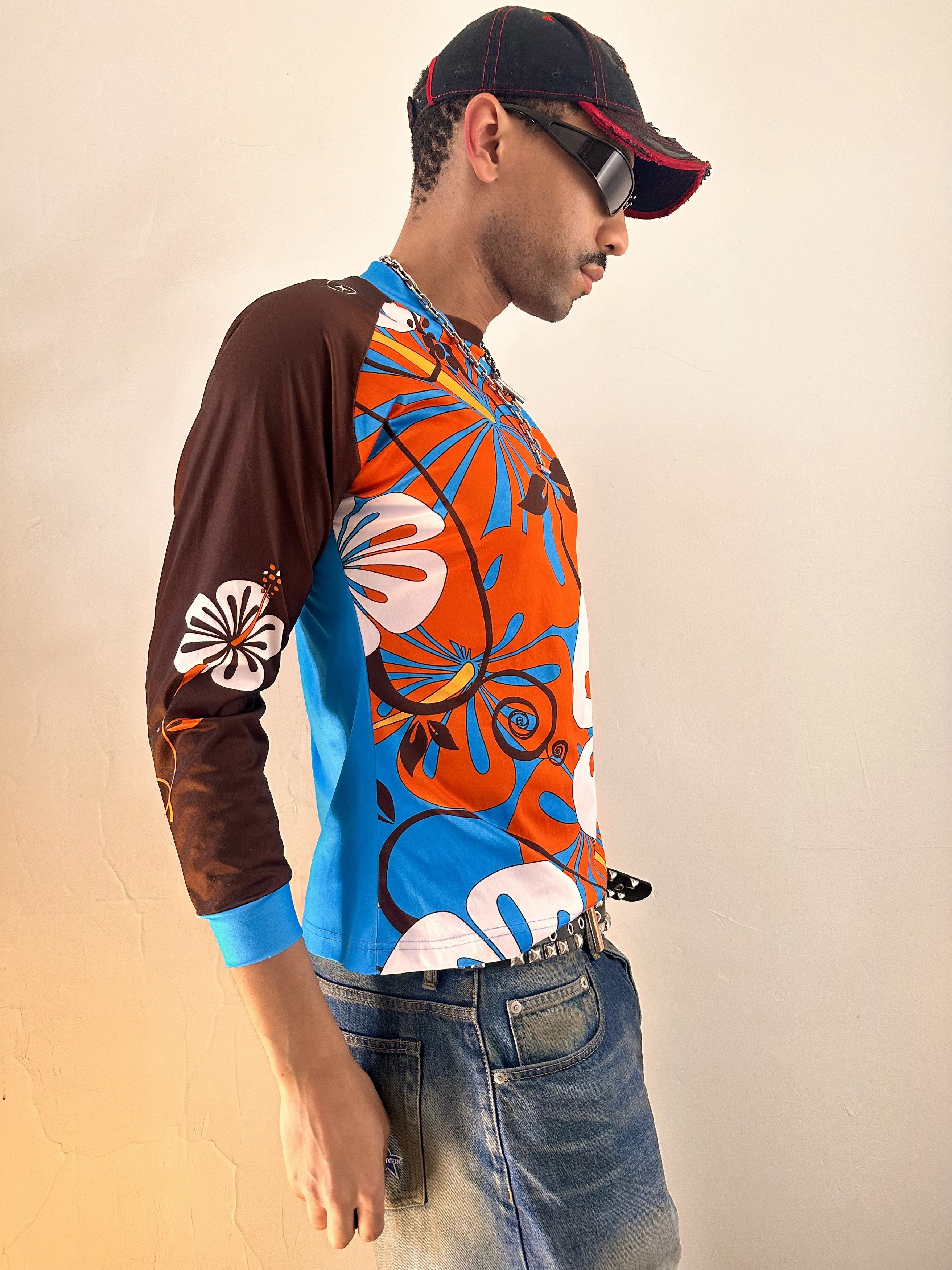 Other Vintage Y2K Orange Floral Surf Jersey - Medium Size US M / EU 48-50 / 2 - 3 Thumbnail