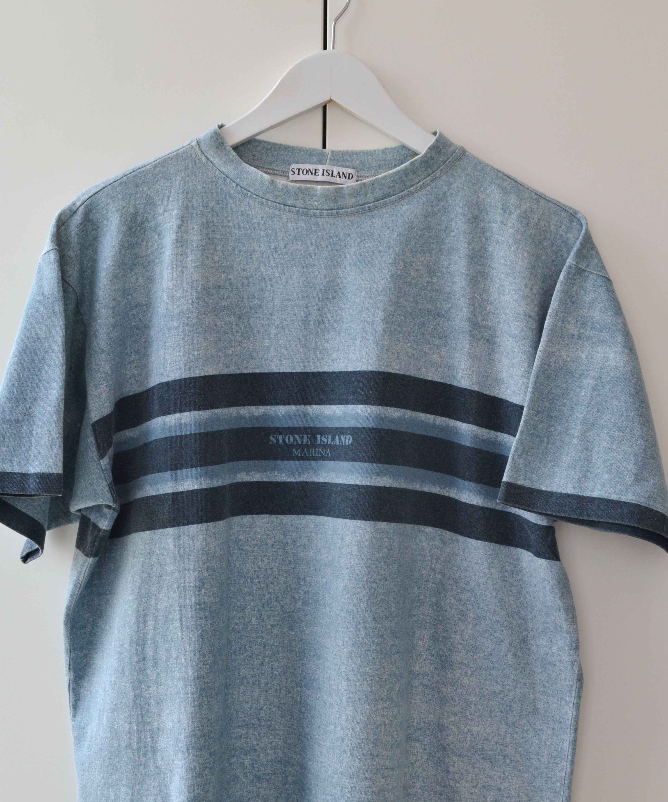 Stone Island STONE ISLAND T Shirt Striped MARINA Print Logo 1995 Blue Size US L / EU 52-54 / 3 - 3 Thumbnail