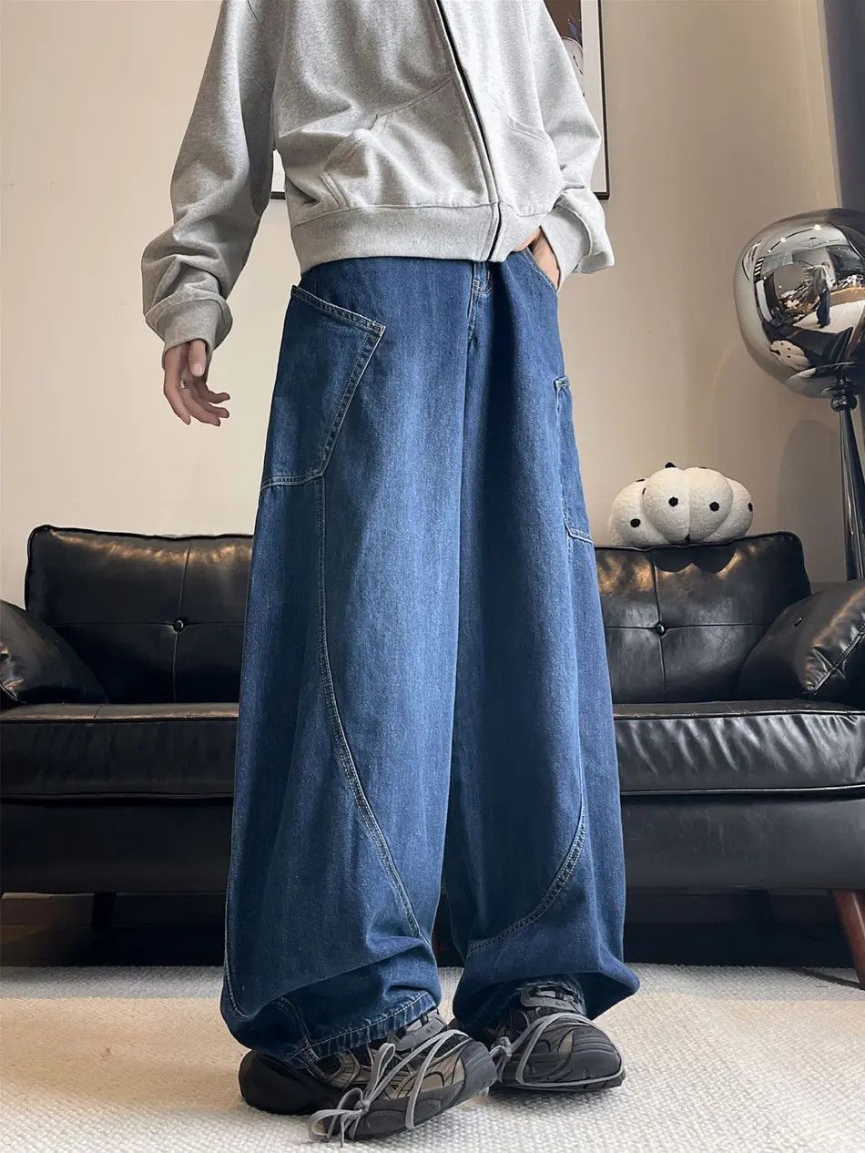 Japanese Brand Retro loose straight leg casual jeans Size US 32 / EU 48 - 2 Thumbnail