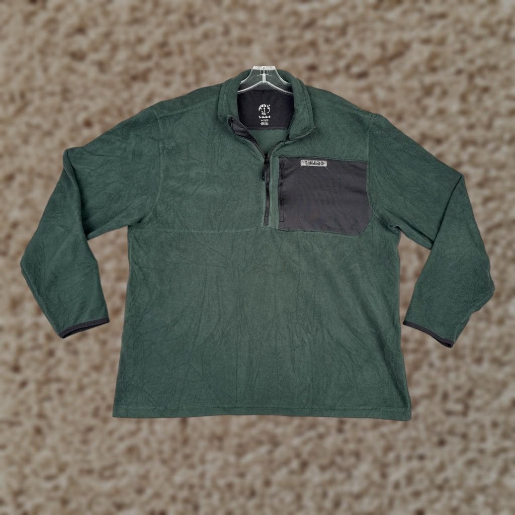 Timberland Timberland Fleece Pullover Mens XL Green Quarter Zip Chest Pocket Sweatshirt Size US XL / EU 56 / 4 - 1 Thumbnail