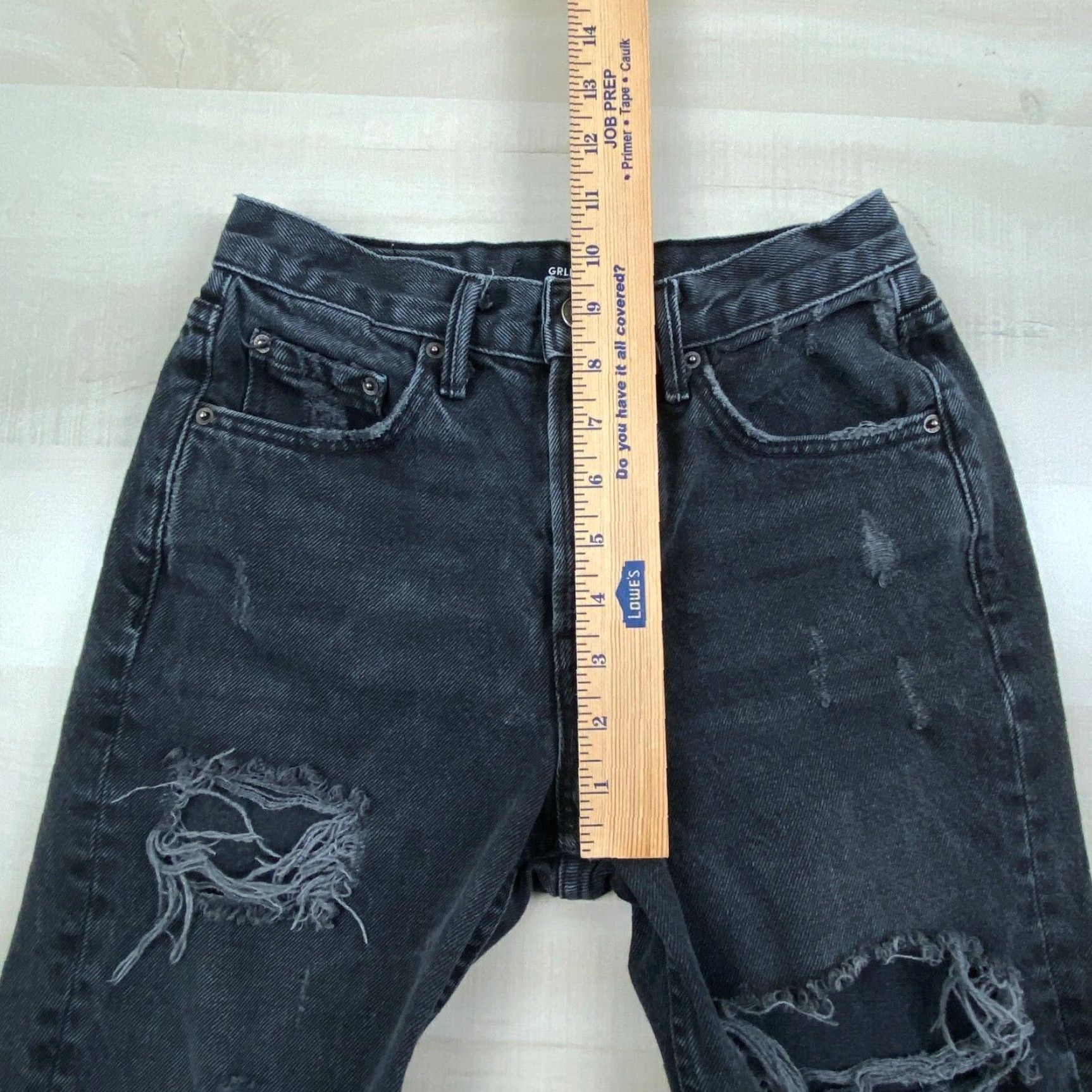 GRLFRND Grlfrnd Womens Black Distressed Skinny Jeans 24 High Waist Size 42" / US 20 - 7 Thumbnail