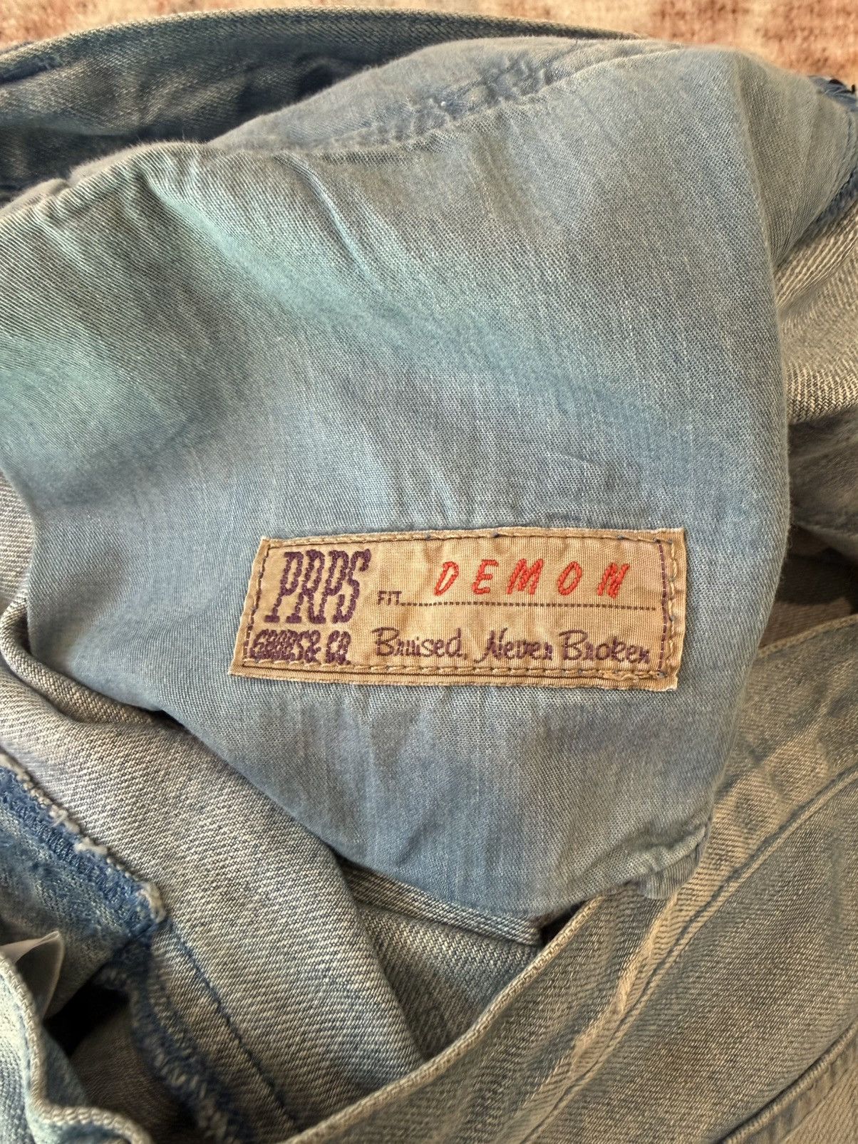 Prps PRPS Men Demon light blue washed denim jeans 36 x 29.5’’ Size US 36 / EU 52 - 5 Thumbnail