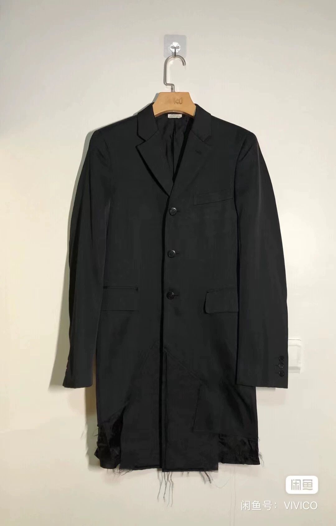 Comme des Garcons CDG Homme Tailored Black Coat 95New Raw Hem Slim Men/Women Size US XS / EU 42 / 0 - 1 Thumbnail