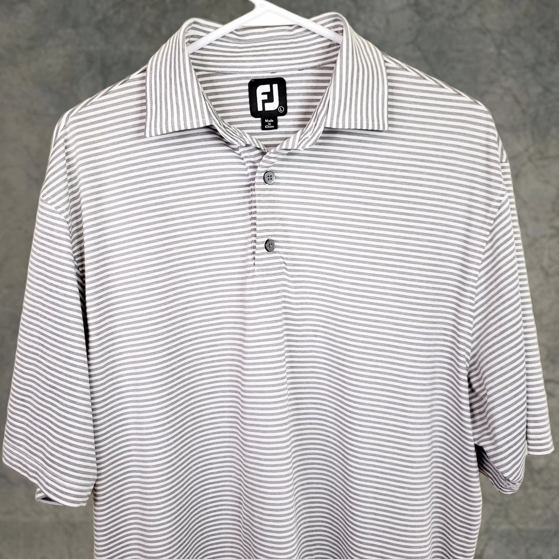 Footjoy FootJoy Golf Polo Shirt Mens Large Striped Gray White Short Sleeve Casual Size US L / EU 52-54 / 3 - 1 Thumbnail