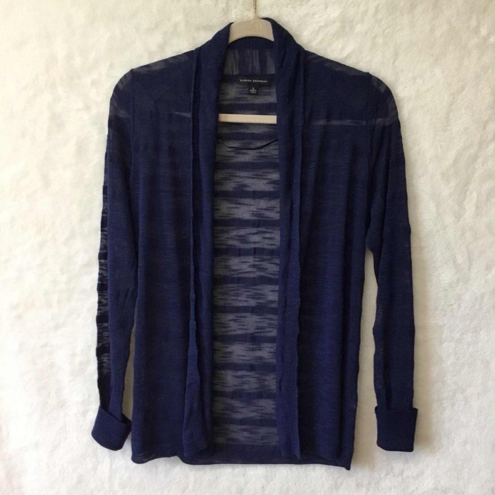 Banana Republic Banana Republic Blue Pattern Open Cardigan Size S / US 4 / IT 40 - 2 Thumbnail