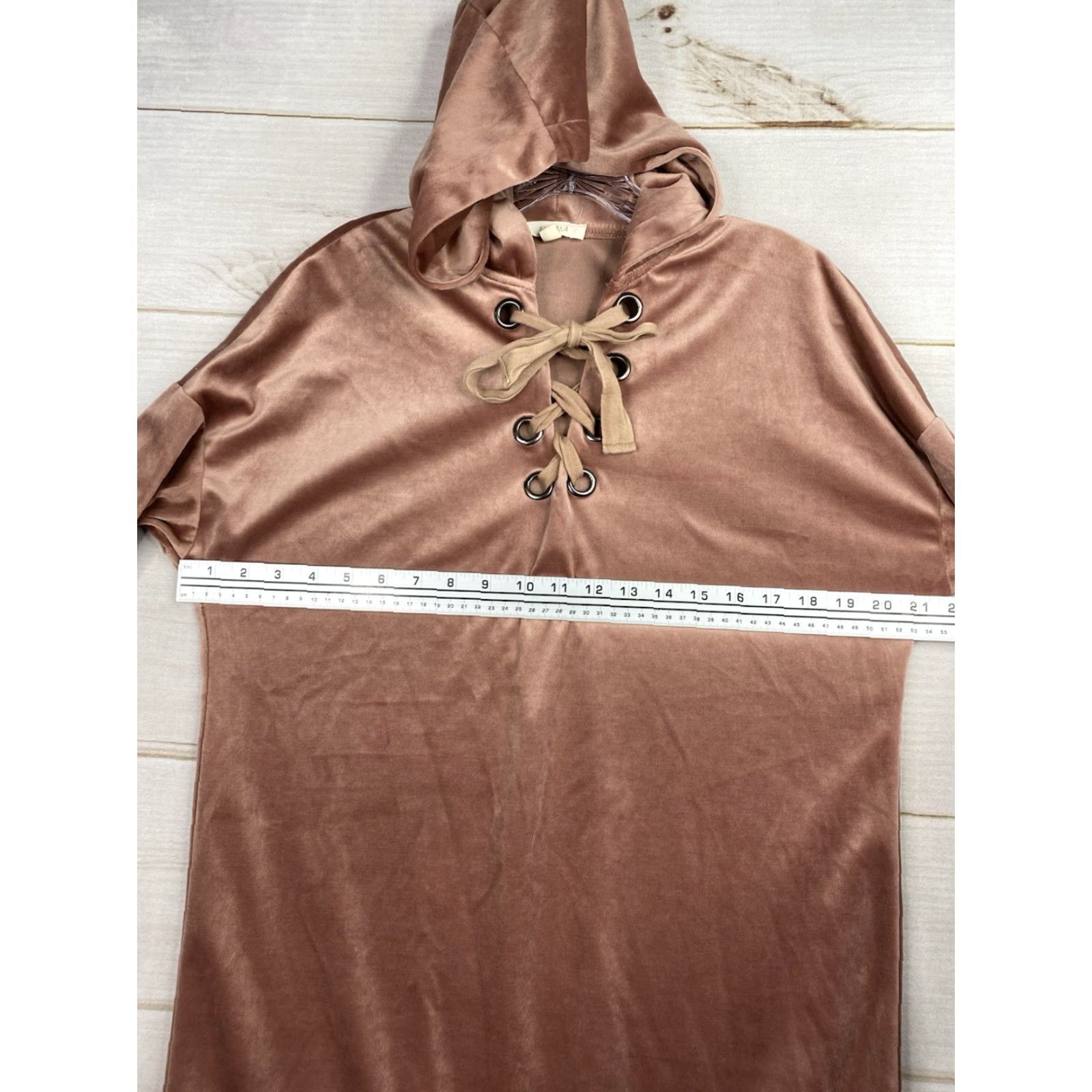 Velvet Illa Illa Knit Pullover Sweater Hoodie Womens L Pink Velvet Tunic Lace Up Top Size L / US 10 / IT 46 - 3 Thumbnail