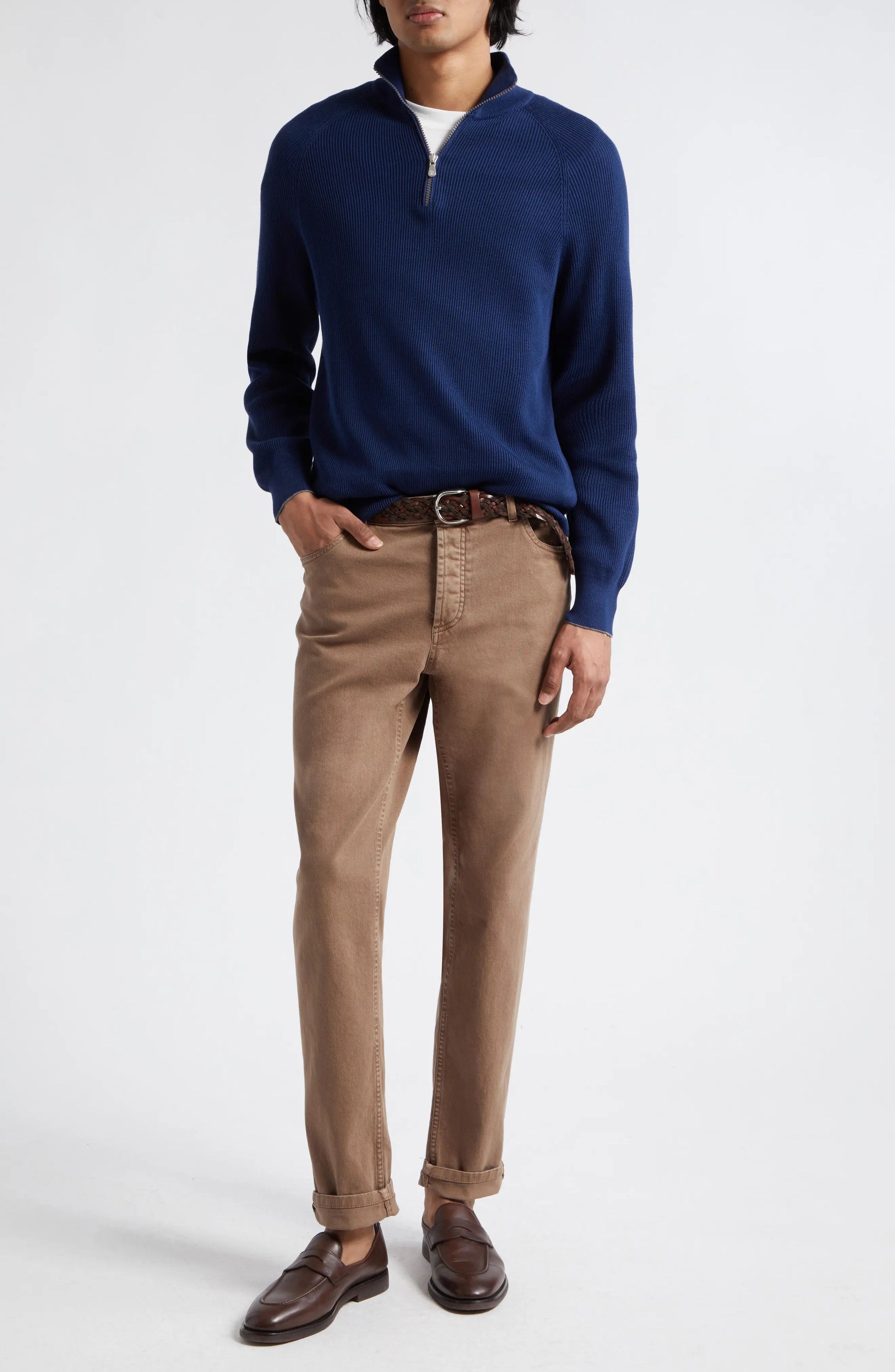 Brunello Cucinelli o1w1db10425 Cashmere Sweatshirt in Navy Size US M / EU 48-50 / 2 - 4 Thumbnail
