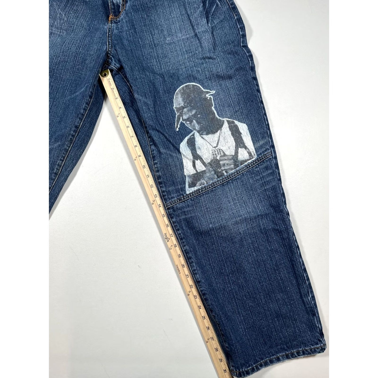 Vintage Makaveli Jeans Mens 38 Blue Baggy Hip Hop Y2K Streetwear Jeans Size US 38 / EU 54 - 5 Thumbnail