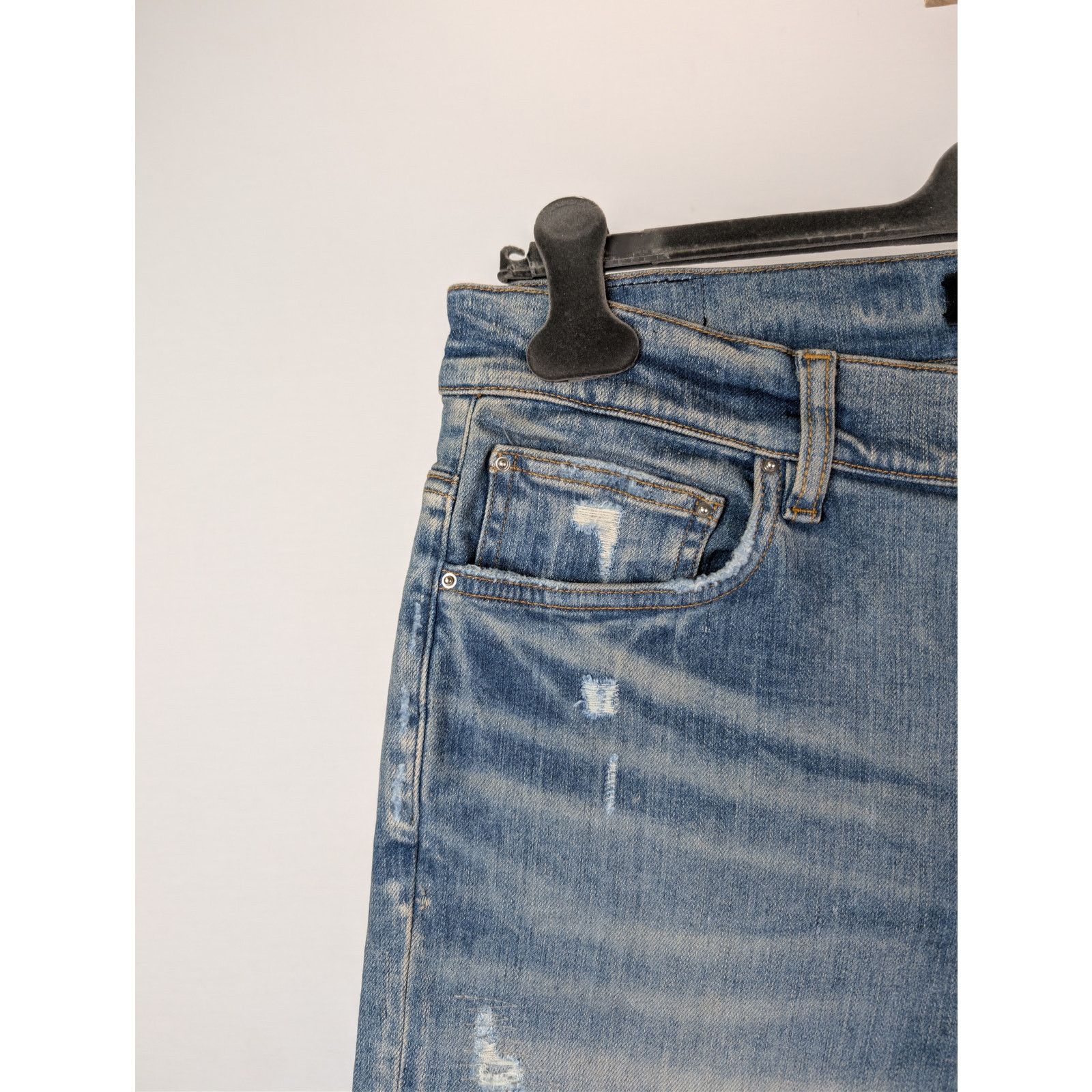 Amiri o1rshd1 Distressed Amiri Logo Jean Denim Jeans Size US 34 / EU 50 - 6 Thumbnail