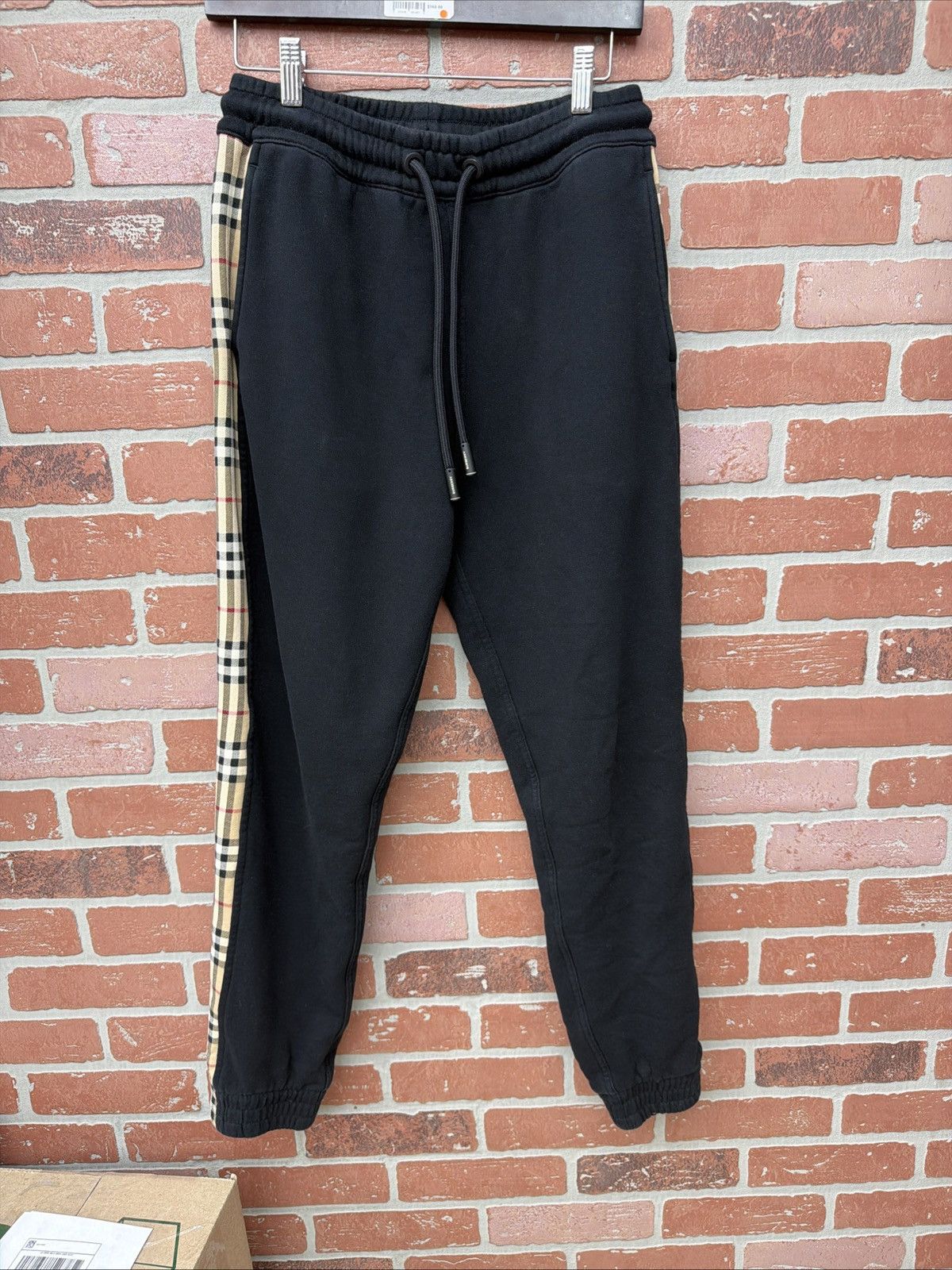 Burberry Burberry Vintage Check Panel Cotton Sweatpants black sz XS Size US 27 - 2 Thumbnail
