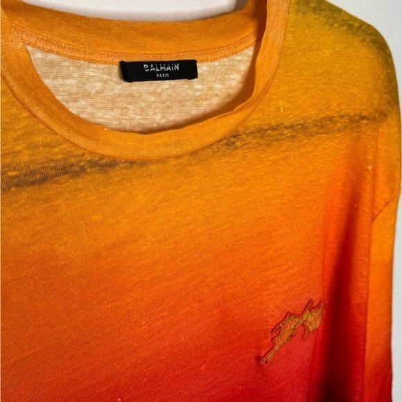 Balmain Balmain Sunset Ombre Crewneck Linen T-Shirt Orange Men’s Siz Size US XXL / EU 58 / 5 - 3 Thumbnail