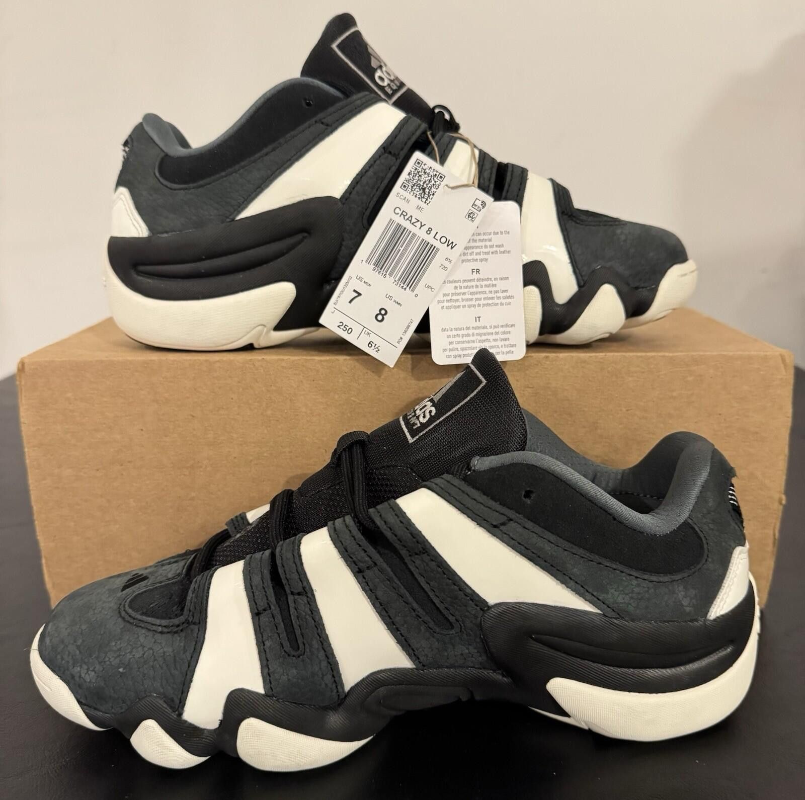 Adidas Size 7 - adidas Crazy 8 Low Black White Size US 7 / EU 40 - 2 Thumbnail
