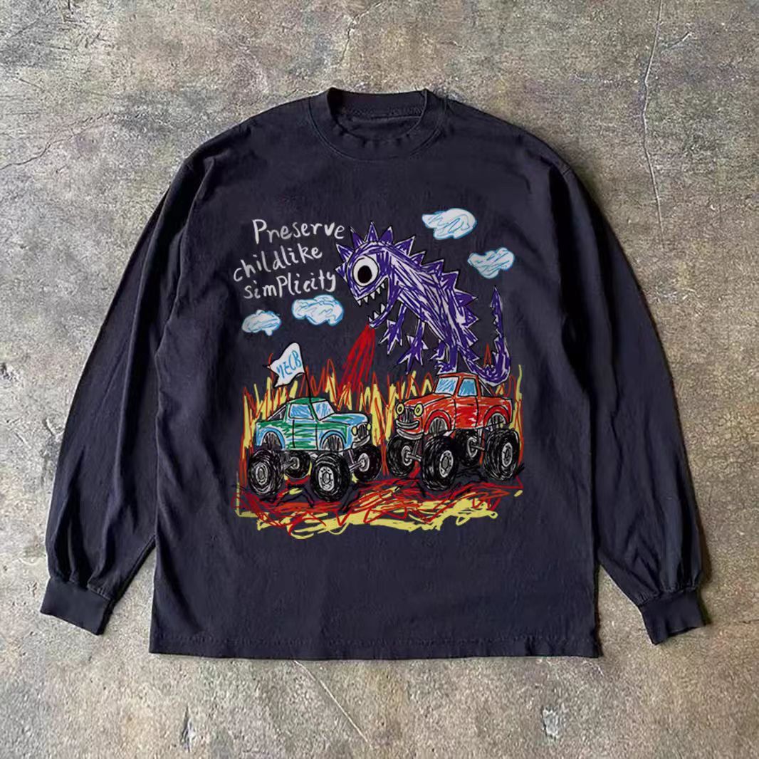 Vintage Black retro dinosaur print long-sleeved t-shirt Size US M / EU 48-50 / 2 - 1 Thumbnail
