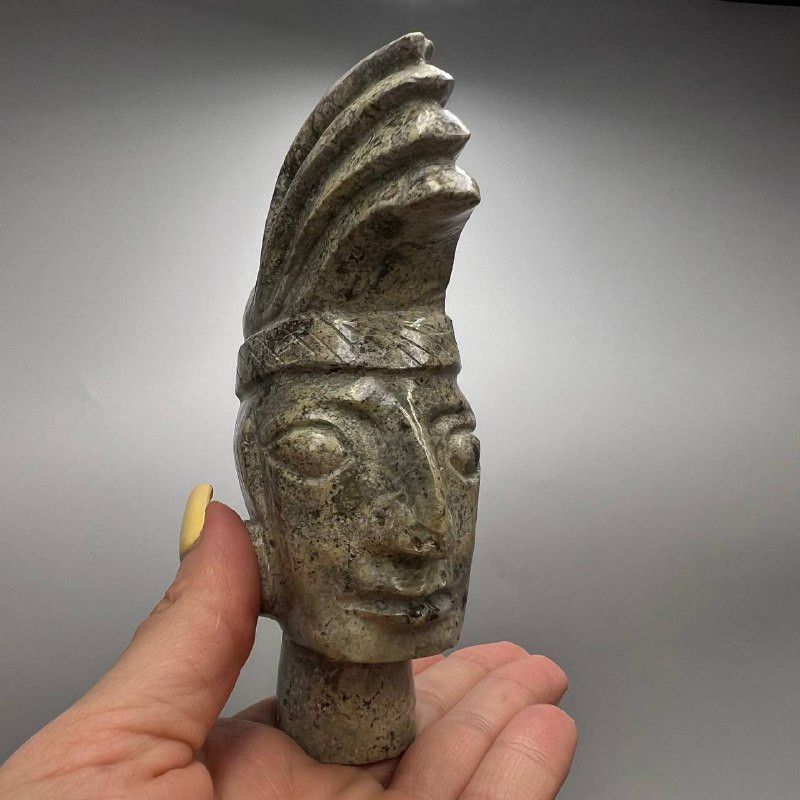 Vintage Indonesian Hand Carved Stone Head Sculpture Primitive Size ONE SIZE - 5 Thumbnail
