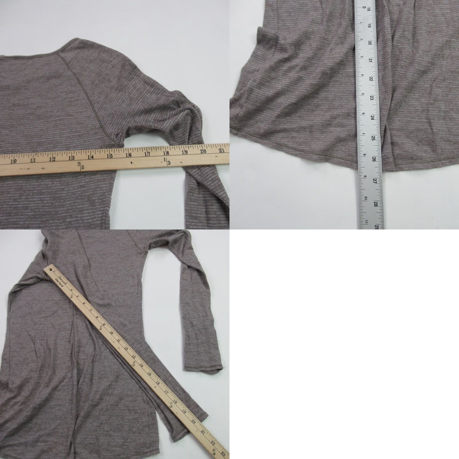 Athleta Athleta Shirt Womens 2XS Lightweight Long Sleeve Stretch Crew Neck Pullover Gray Knit Pattern Striped Activewear Casual Pullover Size XXS / US 00 / IT 34 - 8 Thumbnail