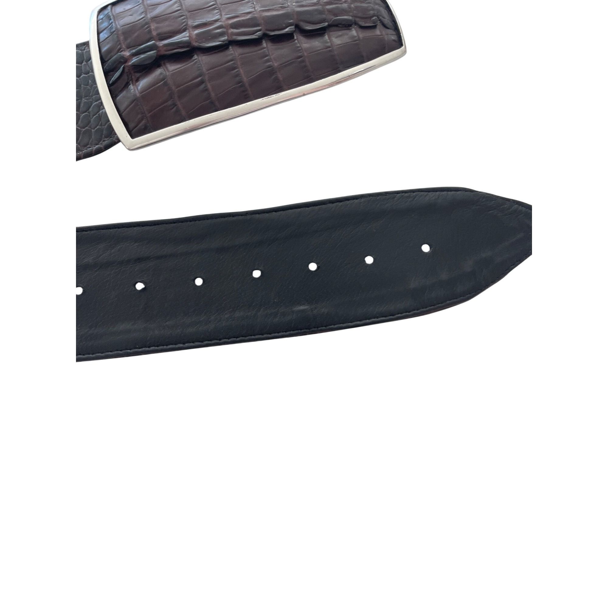 The Unbranded Brand Womens Belt One Size Brown Crocodile Statement Size ONE SIZE - 7 Thumbnail