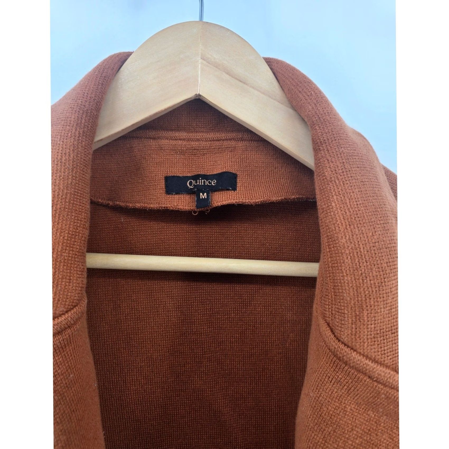 Quince Quince Blazer Cardigan Womens M Rust Brown Knit Open Front Patch Pockets Size M / US 6-8 / IT 42-44 - 2 Thumbnail