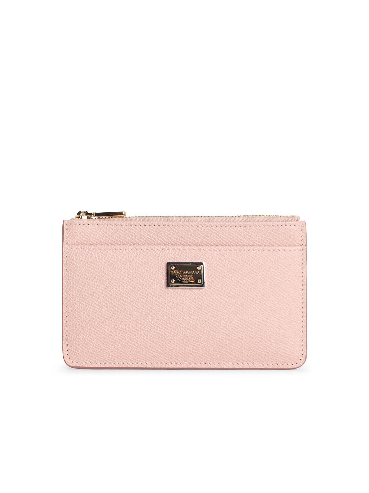 Dolce & Gabbana DOLCE & GABBANA 'Dauphine' Pink Calf Leather Card Holder Size ONE SIZE - 1 Thumbnail