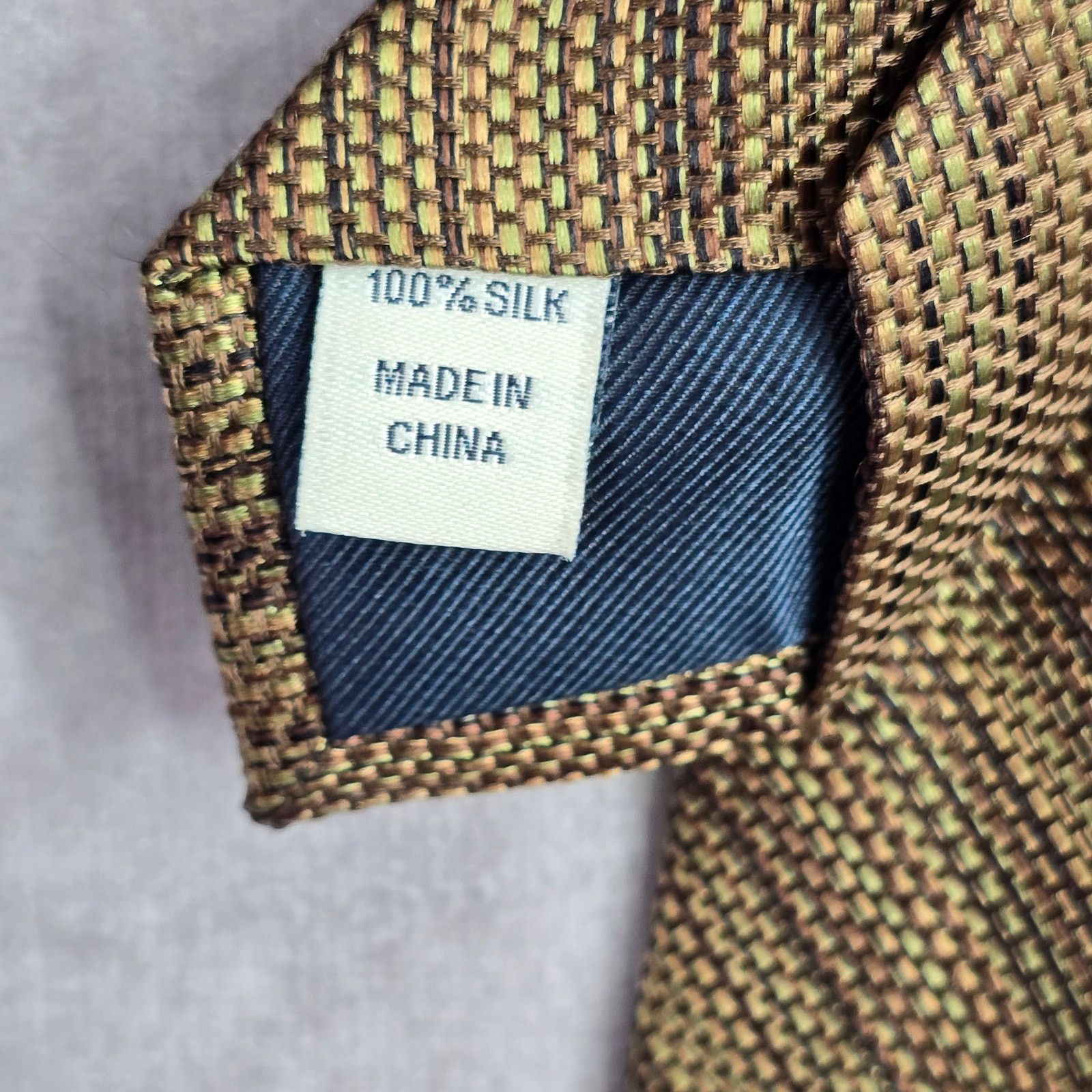 Joseph Abboud Joseph Abboud Brown Stripe Repp Geometric 100% Silk Neck Tie Size 30 - 5 Thumbnail