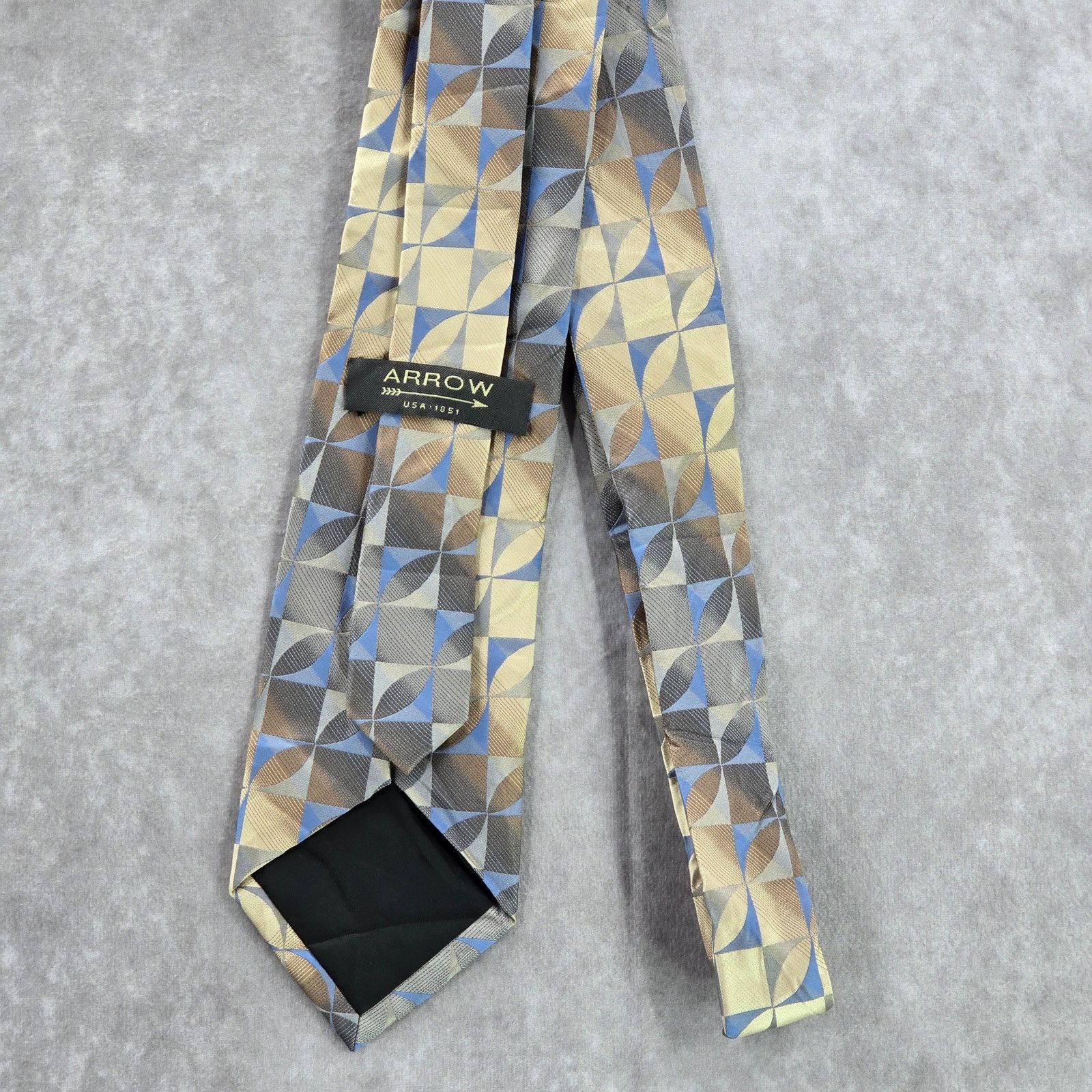 Arrow Arrow Gray Blue Gold Geometric 100% Silk Men's Neck Tie NWOT Size 30 - 3 Thumbnail