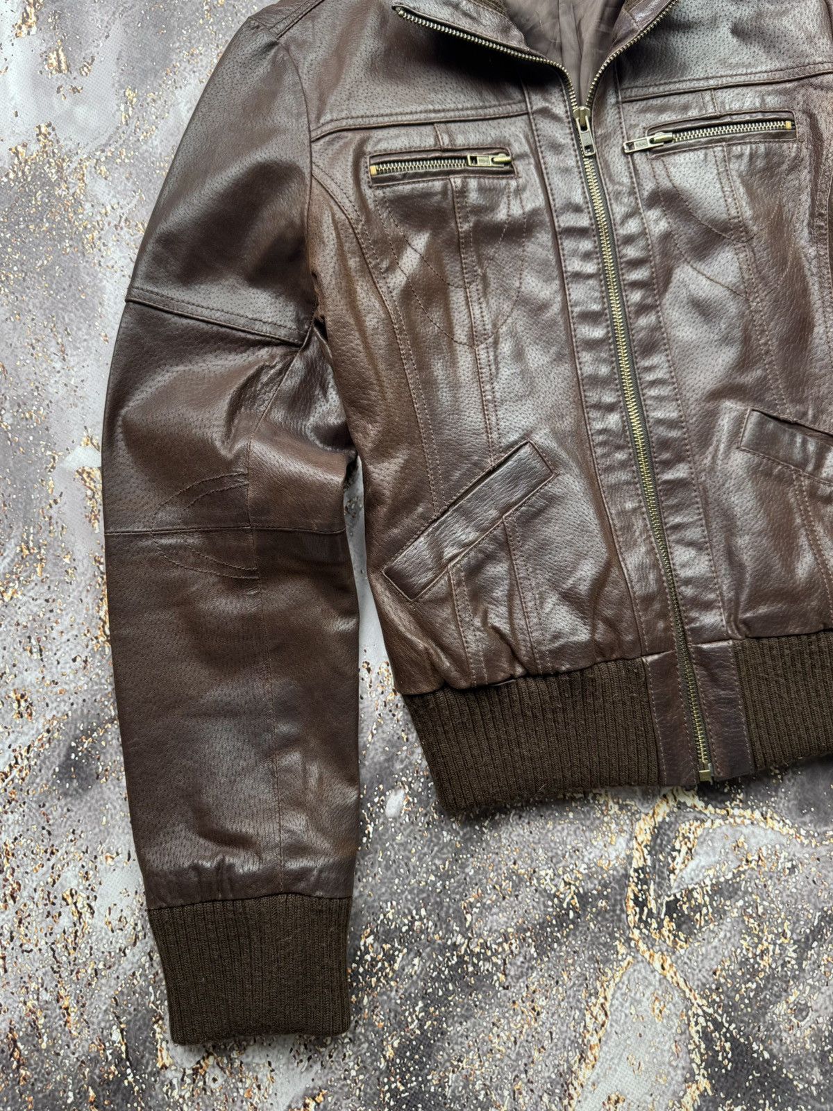 Genuine Leather Vintage Leather Bomber Jacket Size S / US 4 / IT 40 - 2 Thumbnail