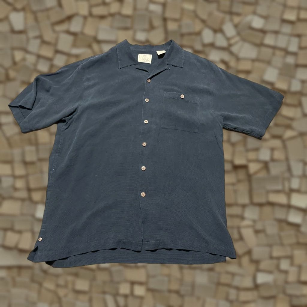 Vintage Luau Shirt Mens Size Large Black Button Up Short Sleeve Silk Size US L / EU 52-54 / 3 - 1 Thumbnail