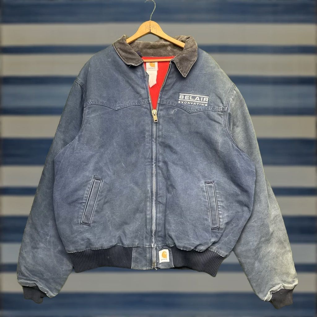 Carhartt VINTAGE Carhartt Jacket Mens L J141 blue quilted insulated lined canvas western workwear long coat Size US L / EU 52-54 / 3 - 1 Thumbnail