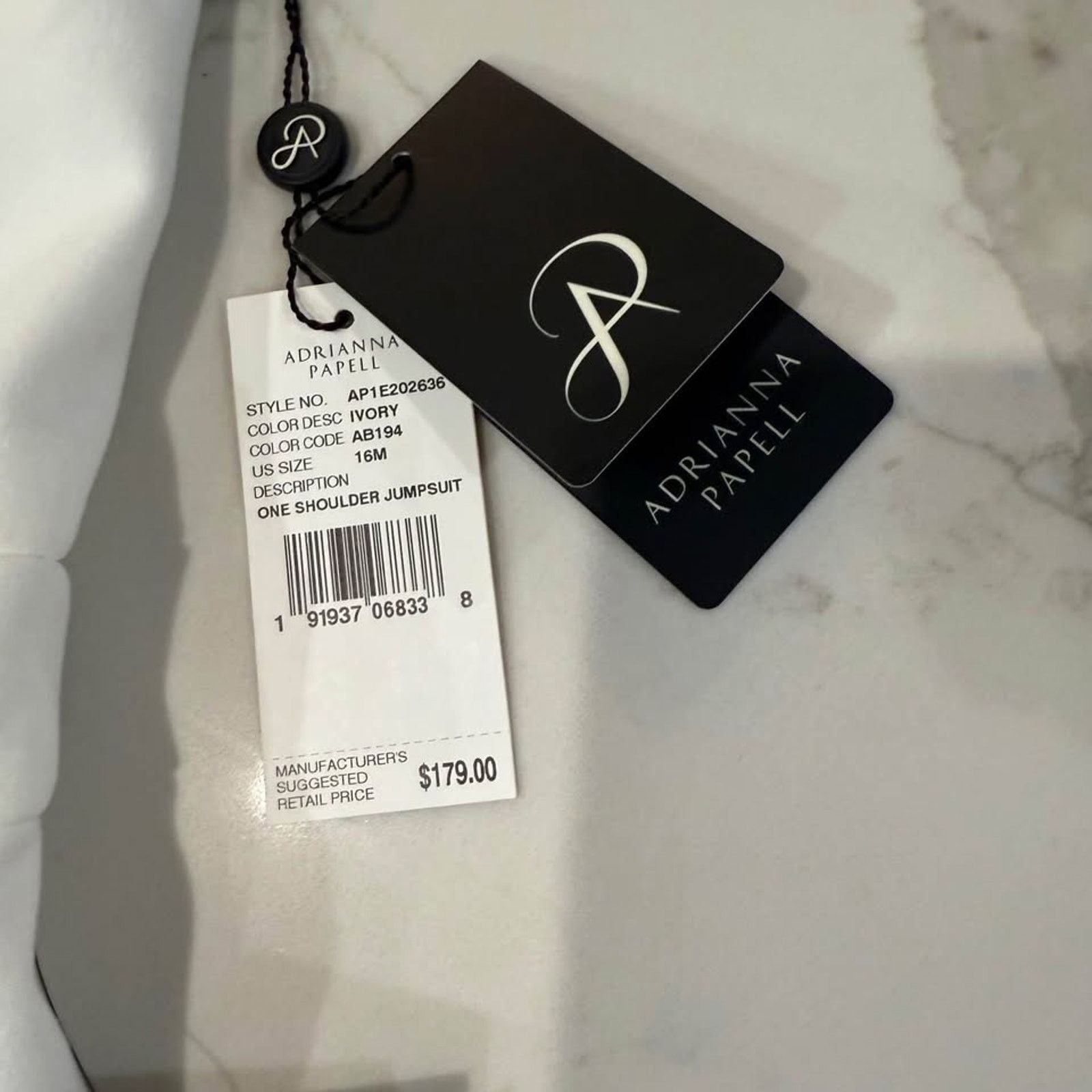 Adrianna Papell Adrianna Papell NWT One Shoulder Ivory Jumpsuit Bow Women 16 Size 38" / US 16 / IT 52 - 4 Thumbnail