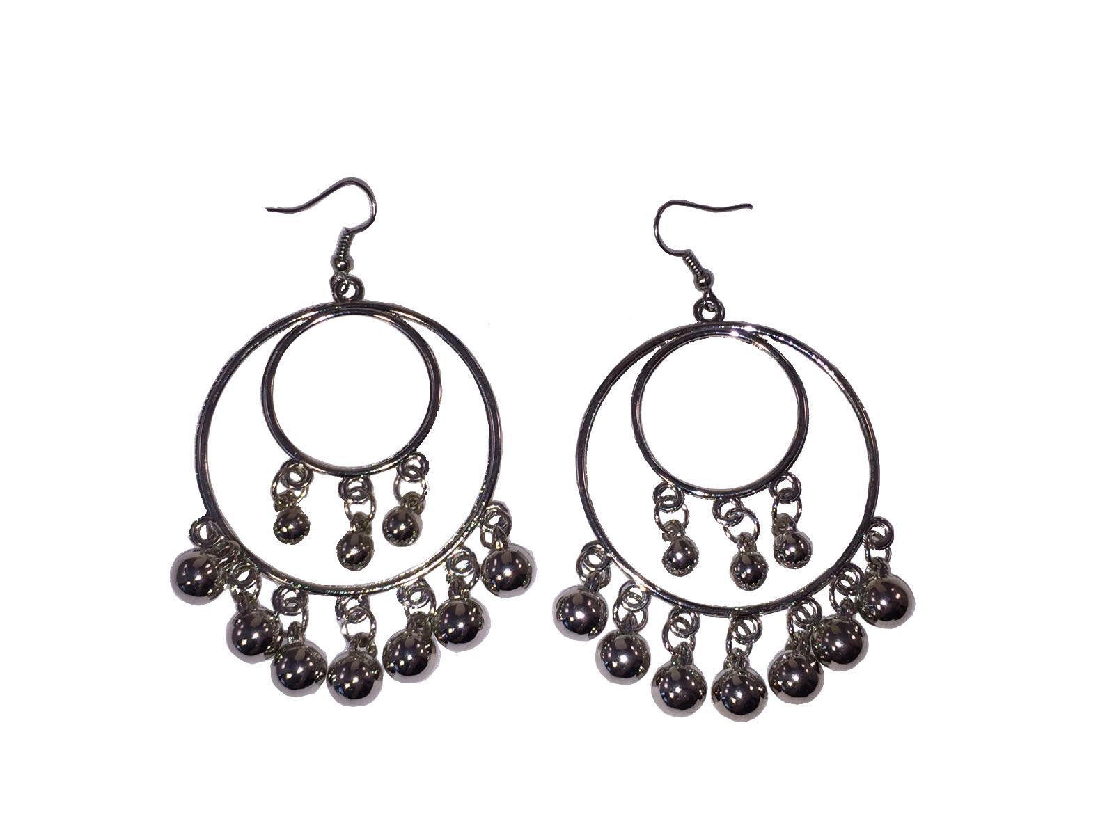 Designer Costume Silver Tone Hoop Ball Dangle Earrings Size ONE SIZE - 1 Preview
