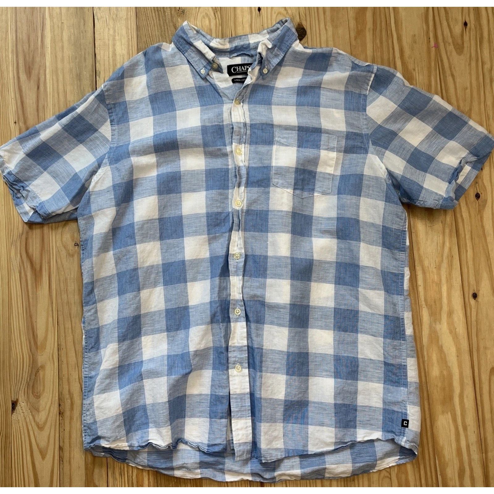 Chaps Chaps Shirt Mens Sz XL LINEN Button Front Blue White Buffalo Size US XL / EU 56 / 4 - 1 Thumbnail