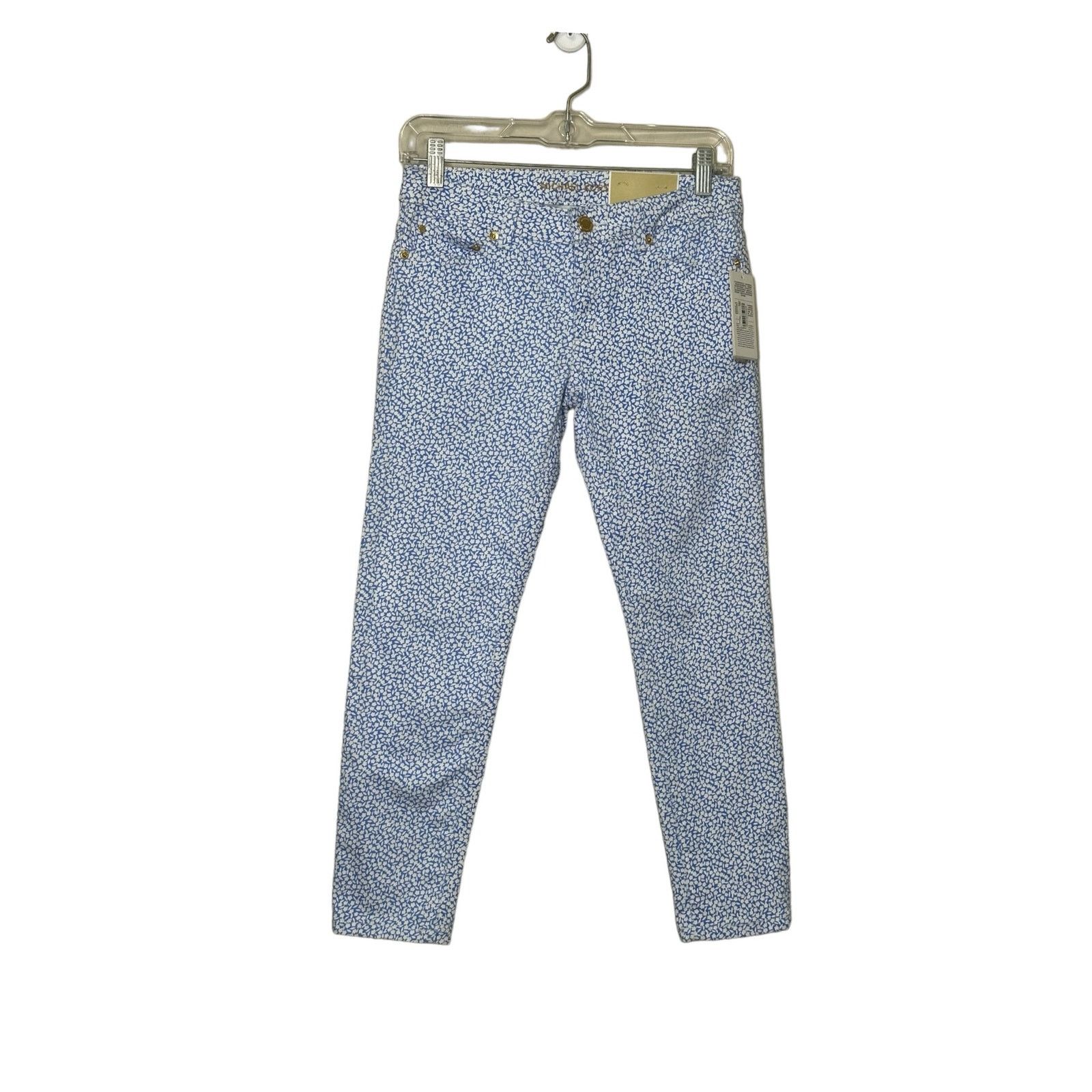 Michael Kors Michael Kors blue floral Izzy cropped skinny jeans size 0P Size 25" / US 0 / IT 36 - 10 Thumbnail