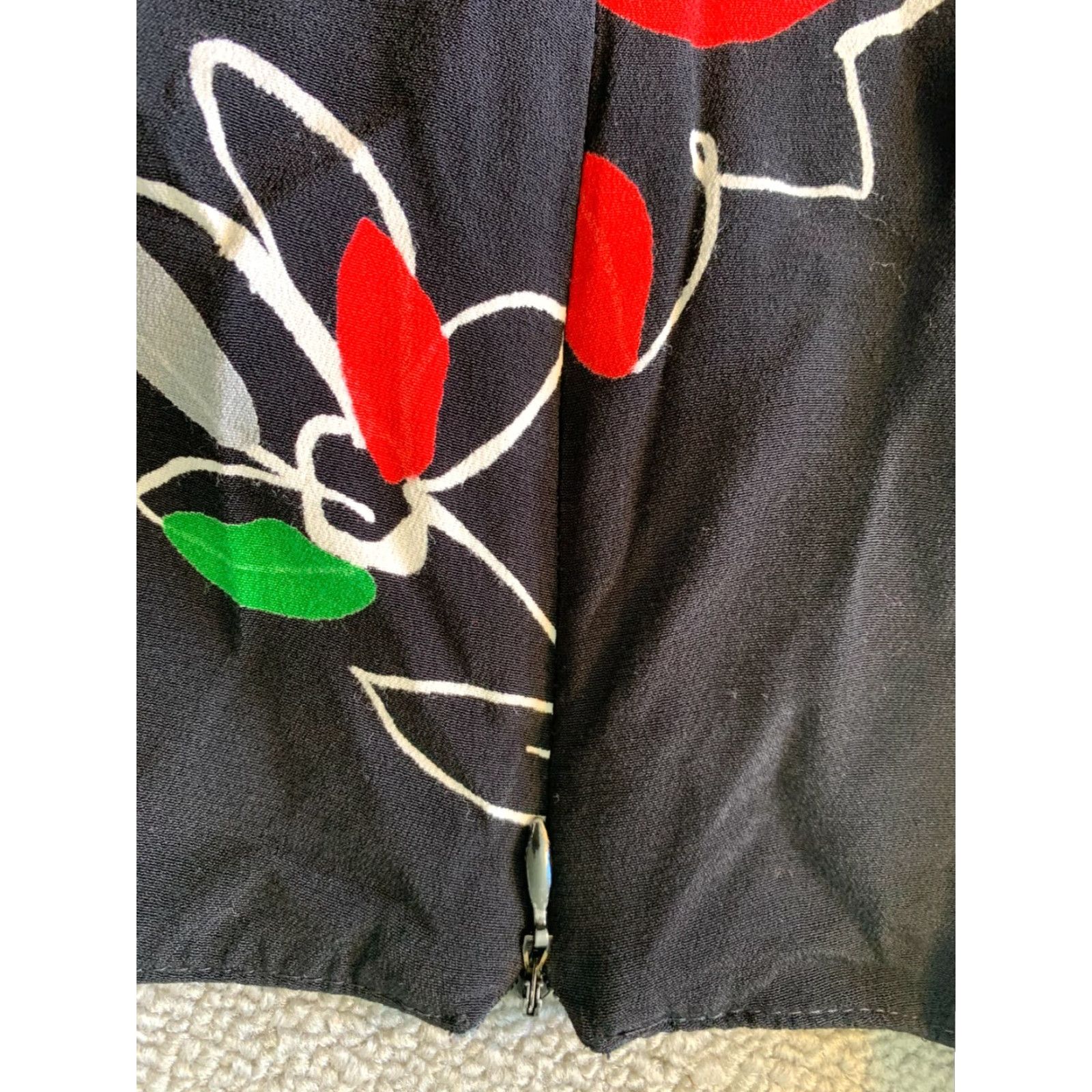 Vintage Harold's Womens Dress M Medium Black Floral Zip Back Sleeveless Size M / US 6-8 / IT 42-44 - 4 Thumbnail