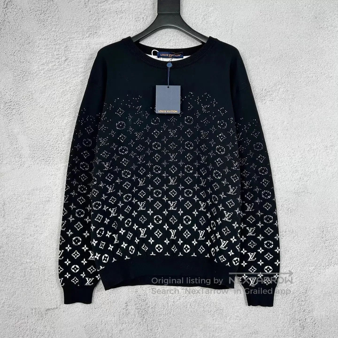 Louis Vuitton Black Patterned Long Sleeve Sweater - XL. Size US XL / EU 56 / 4 - 1 Thumbnail