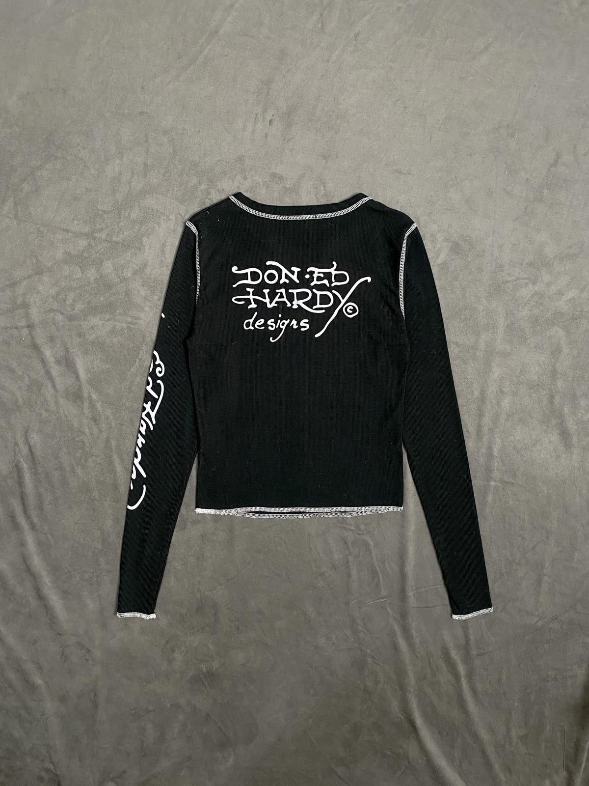 Ed Hardy Ed Hardy Tiger Rose Black Thermal Long Sleeve Notched Tee M Size M / US 6-8 / IT 42-44 - 5 Thumbnail