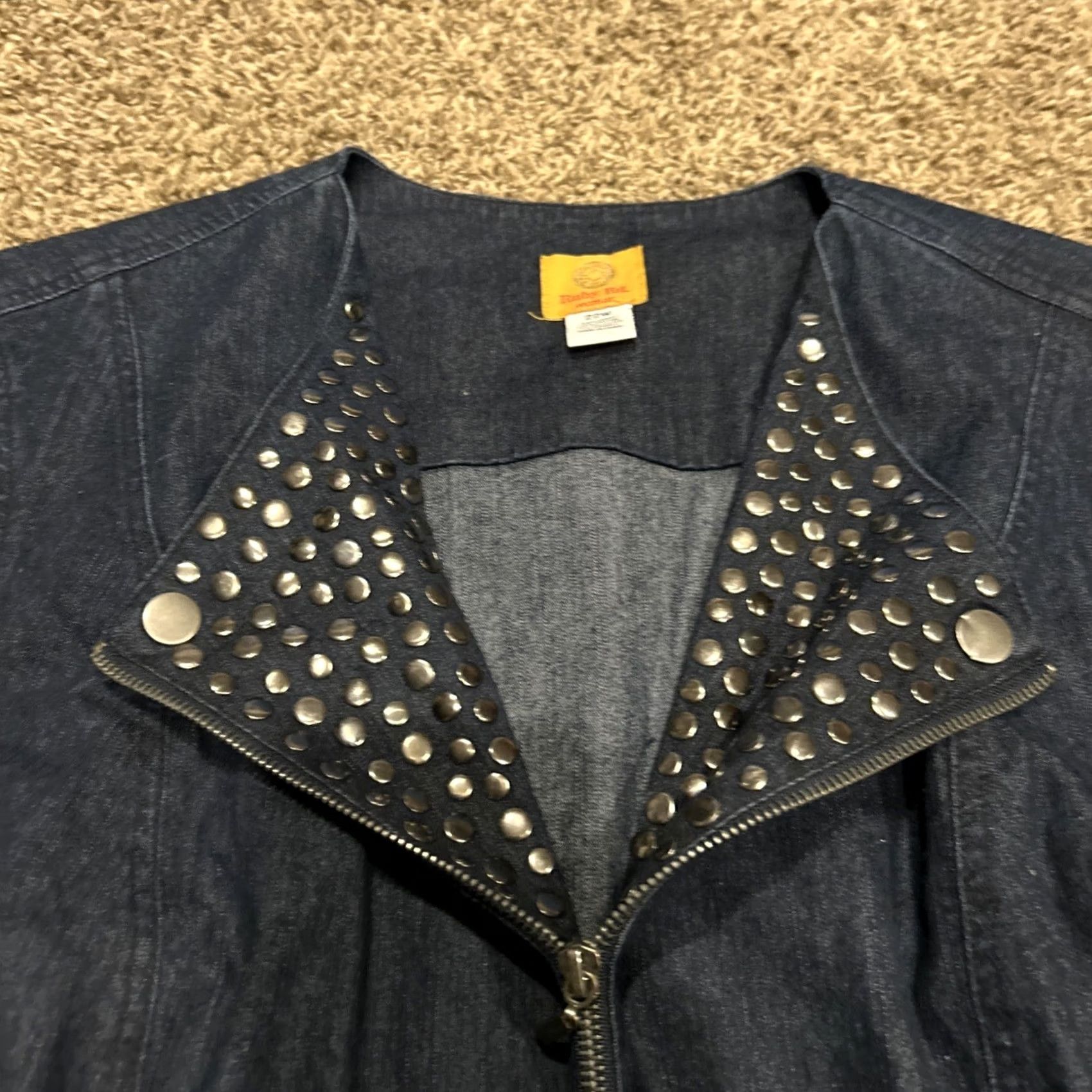 Vintage Ruby Rd Women’s 22W Blue Denim Zip Up Jacket Ramie Blend Jacket Plus Size Short Front Pockets Vintage No? Size 3XL / US 20-22 - 2 Thumbnail
