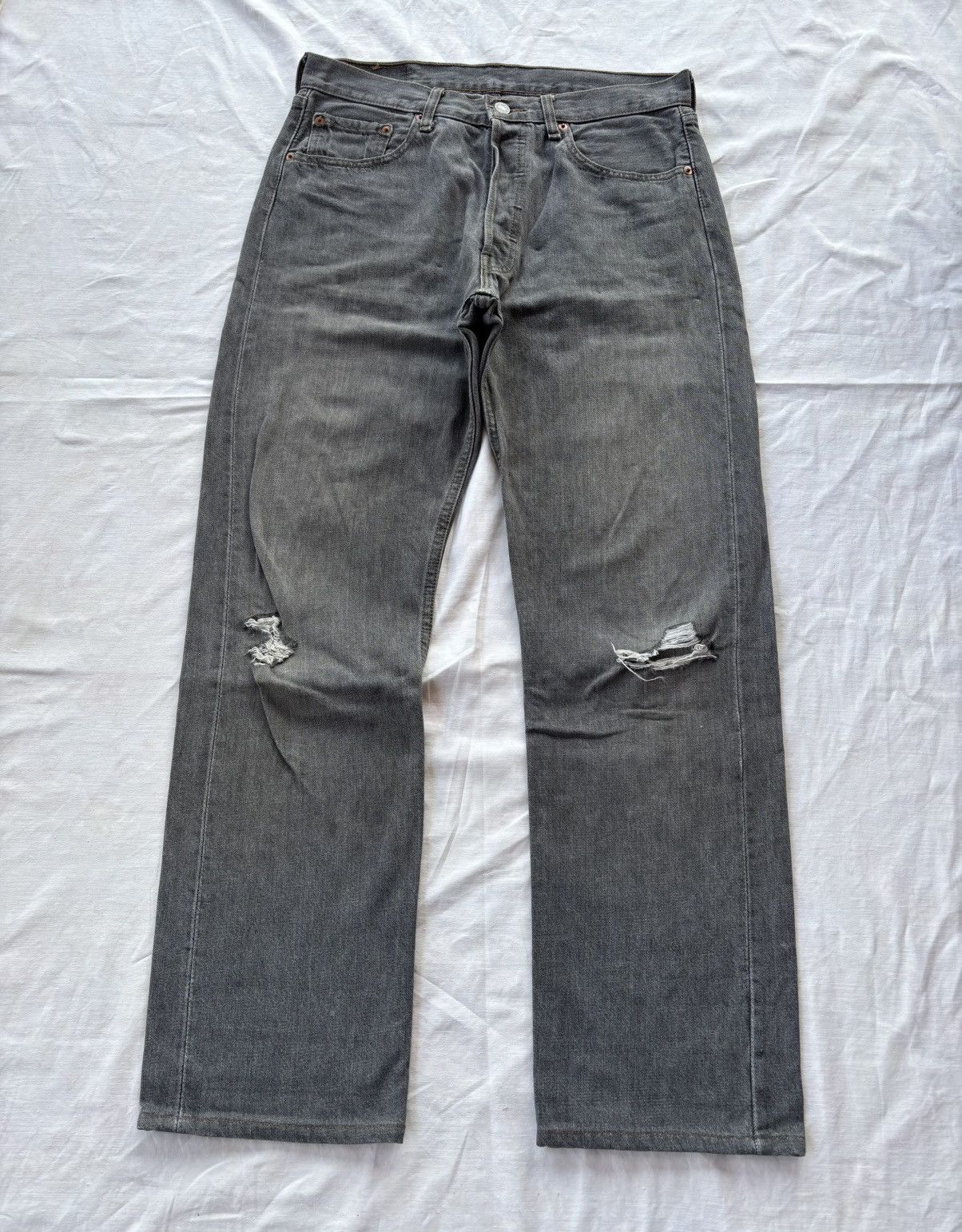 Kapital Vintage Levis 501 FADED BLACK Distressed Denim Jeans Size US 32 / EU 48 - 1 Thumbnail