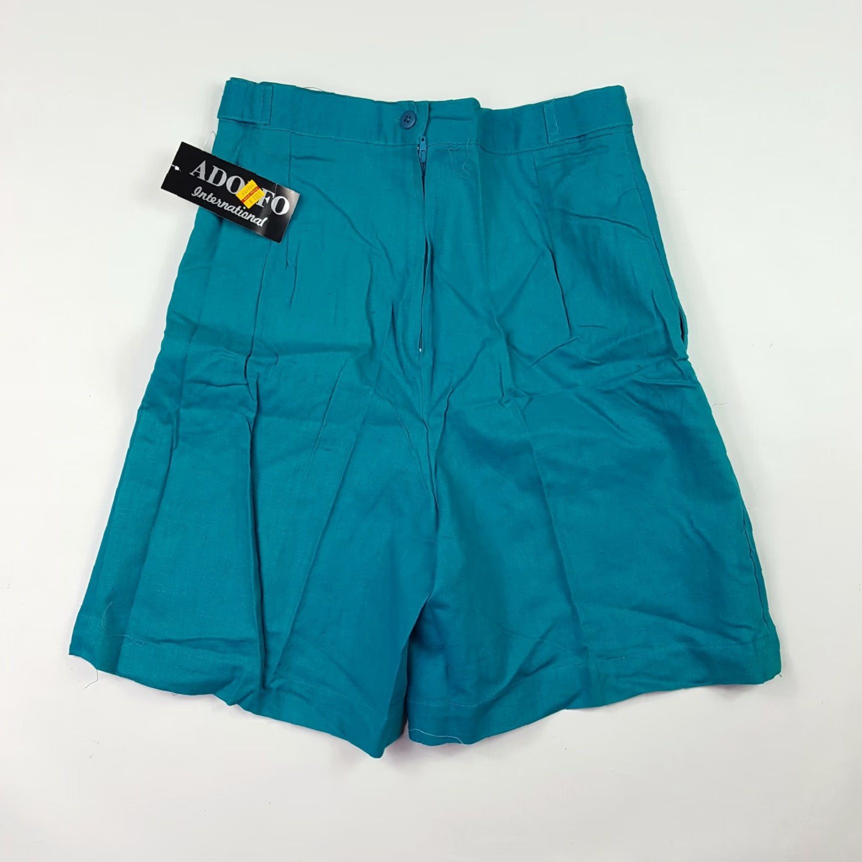 Vintage VTG Adolfo Golf Teal Pleated Women's Size 10 Retro Chino Tennis Outdoor Shorts Size 29" - 5 Thumbnail