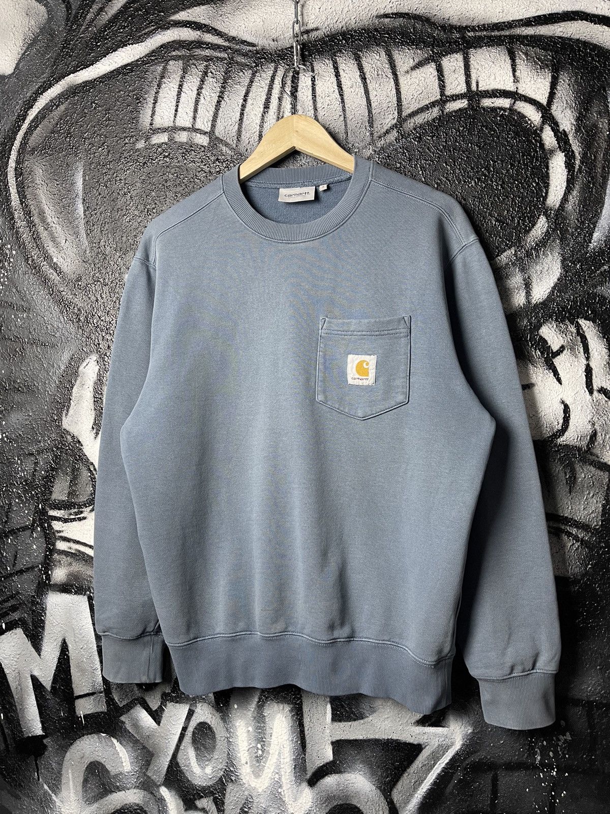 Carhartt Wip Carhartt WIP Blue Pocket Logo Sweatshirt Men’s Size Small Size US S / EU 44-46 / 1 - 1 Thumbnail