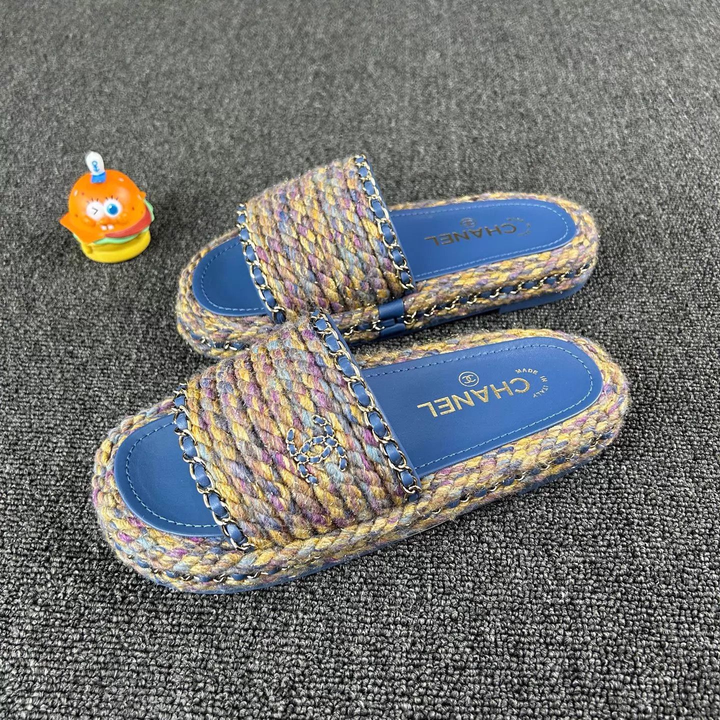 Chanel Chanel Classic Woven Chain Slippers EU 36 Blue Sole Size US 5.5 / IT 35.5 - 1 Thumbnail