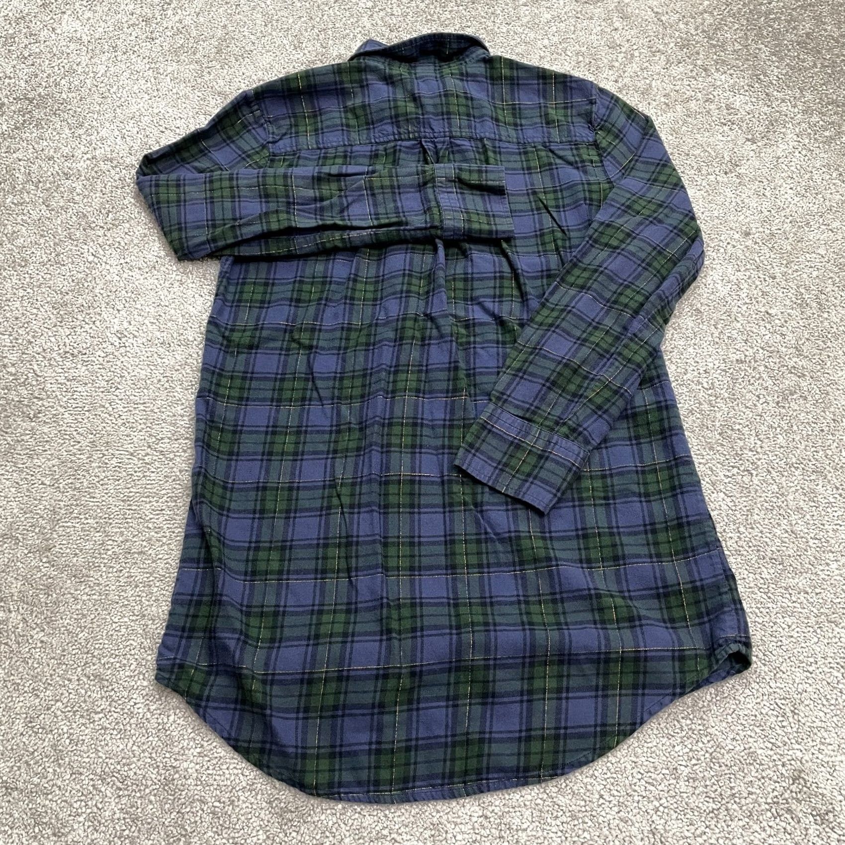 J.Crew J.Crew Flannel Tunic Shirt Womens XXS Blue Green Plaid Cotton Casual Popover Top Size XXS / US 00 / IT 34 - 2 Thumbnail