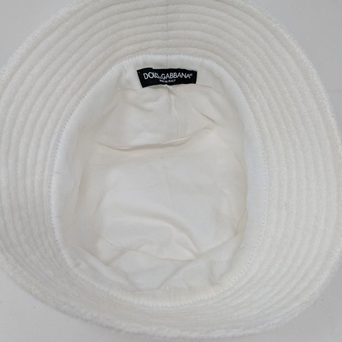 Dolce & Gabbana White Terry Cloth Bucket Hat Size 60 US 7.5