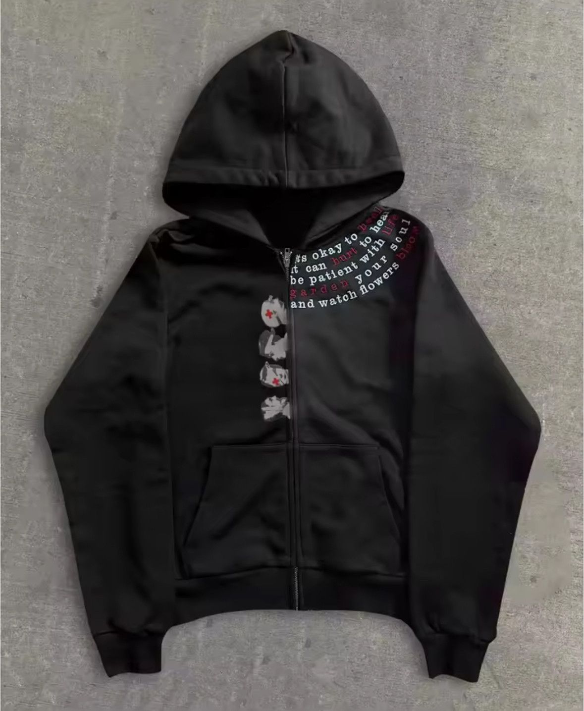 Other Fashion Punk Y2K Grunge Dark Gothic Zipper Pocket Hoodies Size US S / EU 44-46 / 1 - 1 Thumbnail